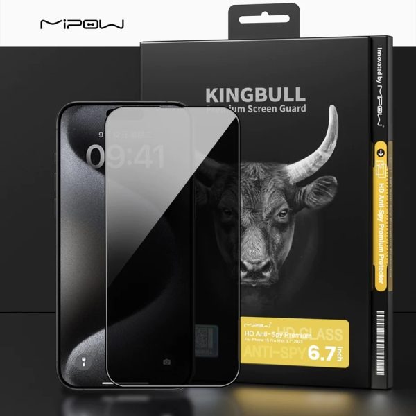 Cường lực chống nhìn trộm MiPow Kingbull Anti-Spy Premium HD iPhone 14, 15 Series